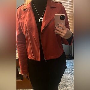 Red Faux Suede Women's Jacket. Perfect for your Holiday party.❤️❤️❤️